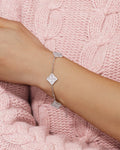 ICED CLOVER BRACELET - WHITE GOLD