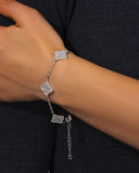 ICED CLOVER BRACELET - WHITE GOLD