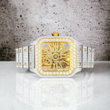Skeleton Dial Watch Moissanite 19.5Ct. Two Tone Automatic