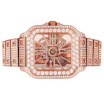 Moissanite Rose Gold Tone Skeleton Watch