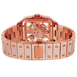 Moissanite Rose Gold Tone Skeleton Watch