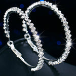 Round Cut 2 Layer Diamond Earrings in White Gold