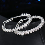 Round Cut 2 Layer Diamond Earrings in White Gold