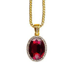 OVAL RUBY PENDANT & 18K GOLD CHAIN