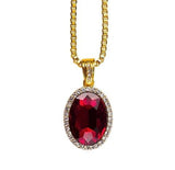 OVAL RUBY PENDANT & 18K GOLD CHAIN