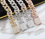 14mm Curved Diamond Miami Box Clasp Cuban Link Chain