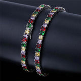 4MM DIAMOND 3-PRONGED MULTI COLOR TENNIS BRACELET