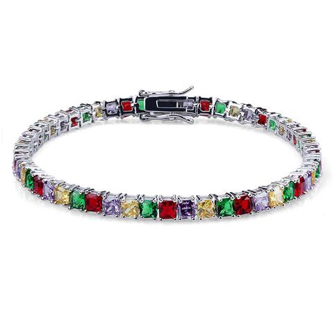 4MM DIAMOND 3-PRONGED MULTI COLOR TENNIS BRACELET