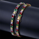 4MM DIAMOND 3-PRONGED MULTI COLOR TENNIS BRACELET