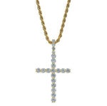 14K ICED CROSS W/ ROPE CHAIN