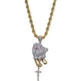 FLOODED PRAYING HANDS NECKLACE *NEW*