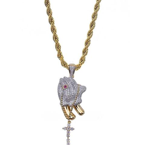 FLOODED PRAYING HANDS NECKLACE *NEW*