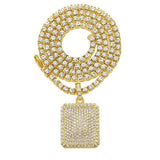 MICRO DIAMOND FLOODED PENDANT W/ TENNIS CHAIN *BUNDLE DEAL*
