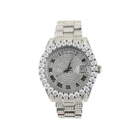 Moissanite 40mm White Tone Luxury Watch