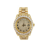 Moissanite 40mm Round Gold Tone Watch