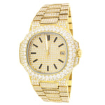 Moissanite Square Face 19.0ct Solitaire Bezel Gold Tone Watch