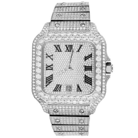 Moissanite White Tone Iced Out Watch