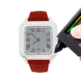 Red VS Moissanite Stainless Steel Luxury Watch