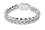 13MM CURVED DIAMOND CUBAN LINK BRACELET WHITE GOLD *NEW*