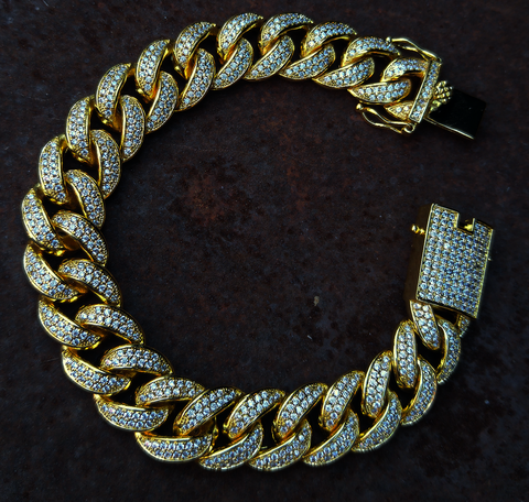 13MM CURVED DIAMOND CUBAN LINK BRACELET *NEW*