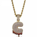 BLOOD DRIP CUSTOM LETTER PENDANT IN GOLD *NEW*