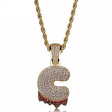 BLOOD DRIP CUSTOM LETTER PENDANT IN GOLD *NEW*