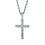 MICRO DIAMOND CROSS NECKLACE IN WHITE GOLD