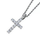 MICRO DIAMOND CROSS NECKLACE IN WHITE GOLD